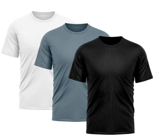 Kit 3 Camisetas- T-Shirt Running Dry Fitness